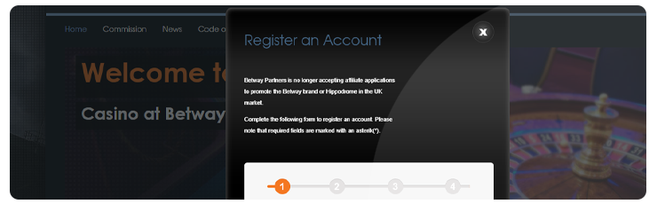 registration in affiliate betway
